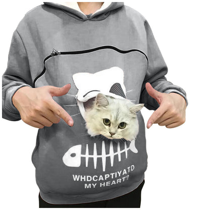 Damen Hoodie mit Katzen-Tasche – Langarm Sweatshirt mit einzigartigem Desig