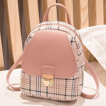 Damen Check Lock Small Backpack – Kleine Umhängetasche mit Karomuster