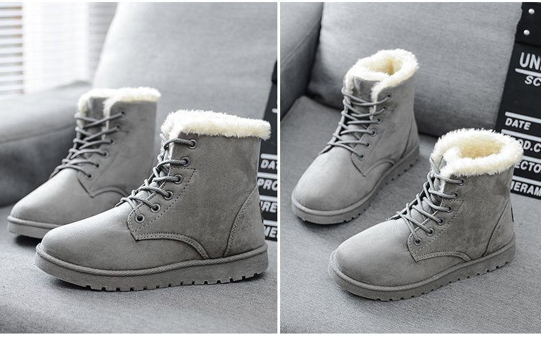 Schneestiefel für Damen, Winterstiefel mit Absatz, Warmes Plüsch-Innensohle