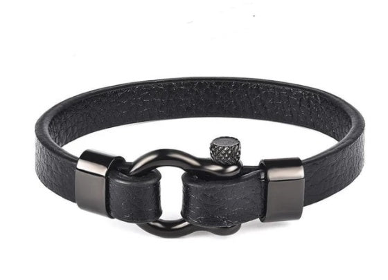 Herrenarmband aus Titanstahl und Leder