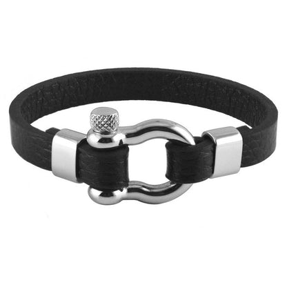 Herrenarmband aus Titanstahl und Leder