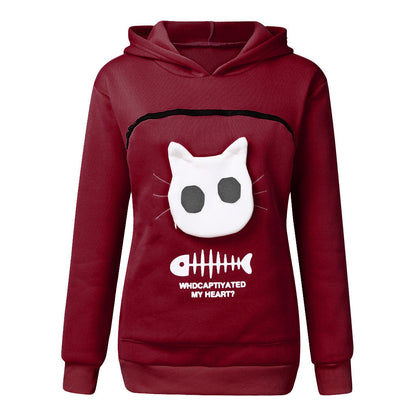 Damen Hoodie mit Katzen-Tasche – Langarm Sweatshirt mit einzigartigem Desig