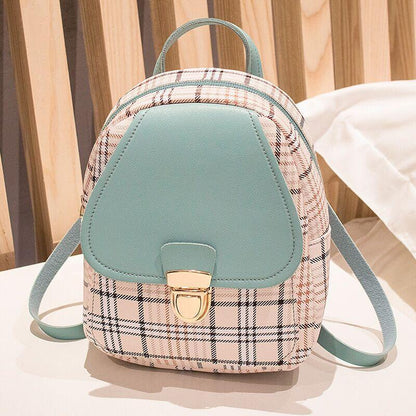 Damen Check Lock Small Backpack – Kleine Umhängetasche mit Karomuster