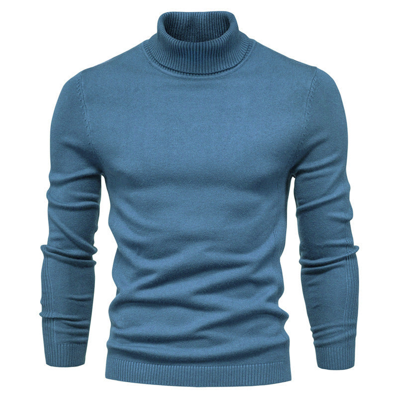 Einfarbiger Slim Fit Rollkragenpullover für Herren