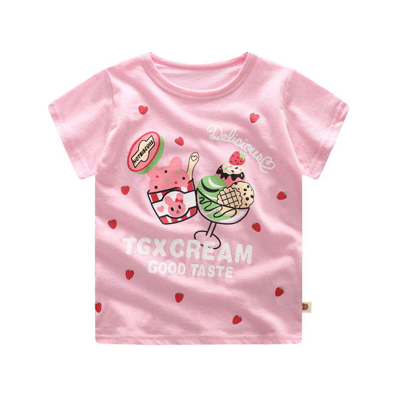 Kinder Sommer T-Shirt – Baumwolle mit Cartoon-Print