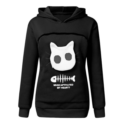 Damen Hoodie mit Katzen-Tasche – Langarm Sweatshirt mit einzigartigem Desig