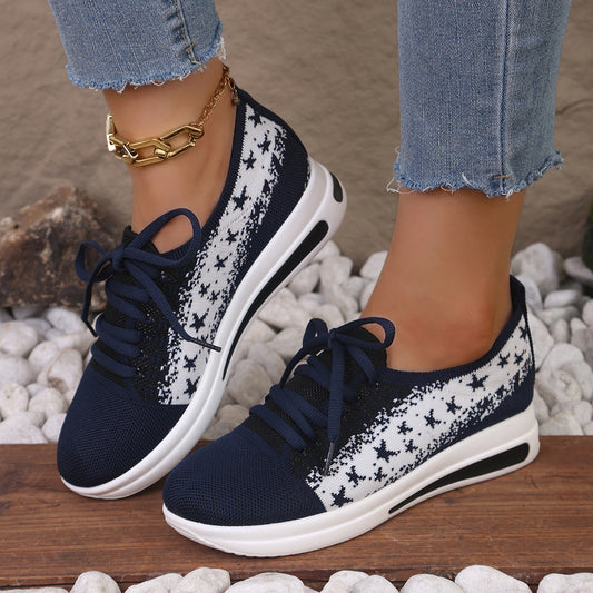 Sternen-Print Schnür-Mesh-Sneakers für Damen