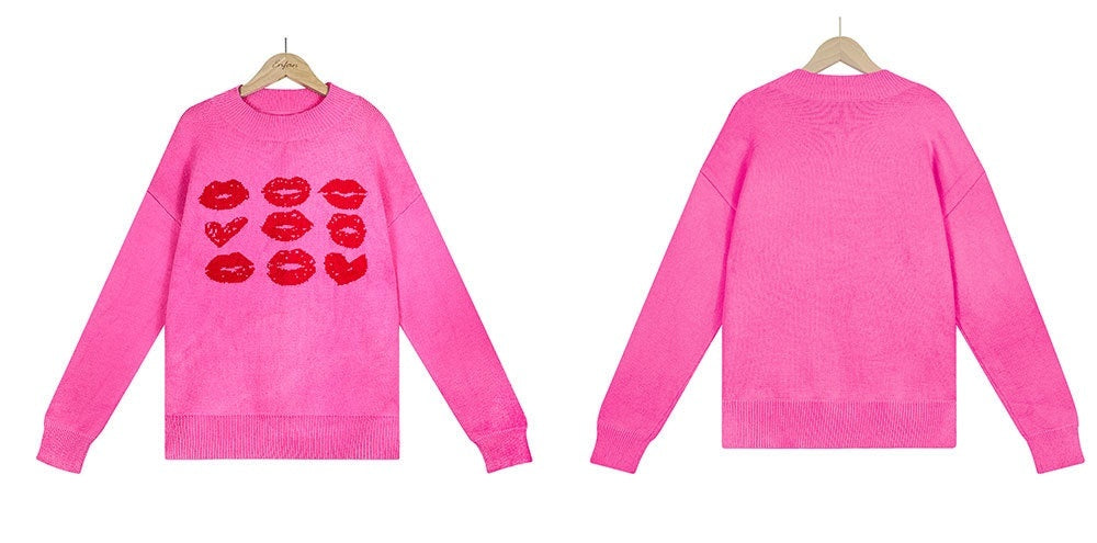 Stylischer Valentinstags-Pullover mit Lippen-Design