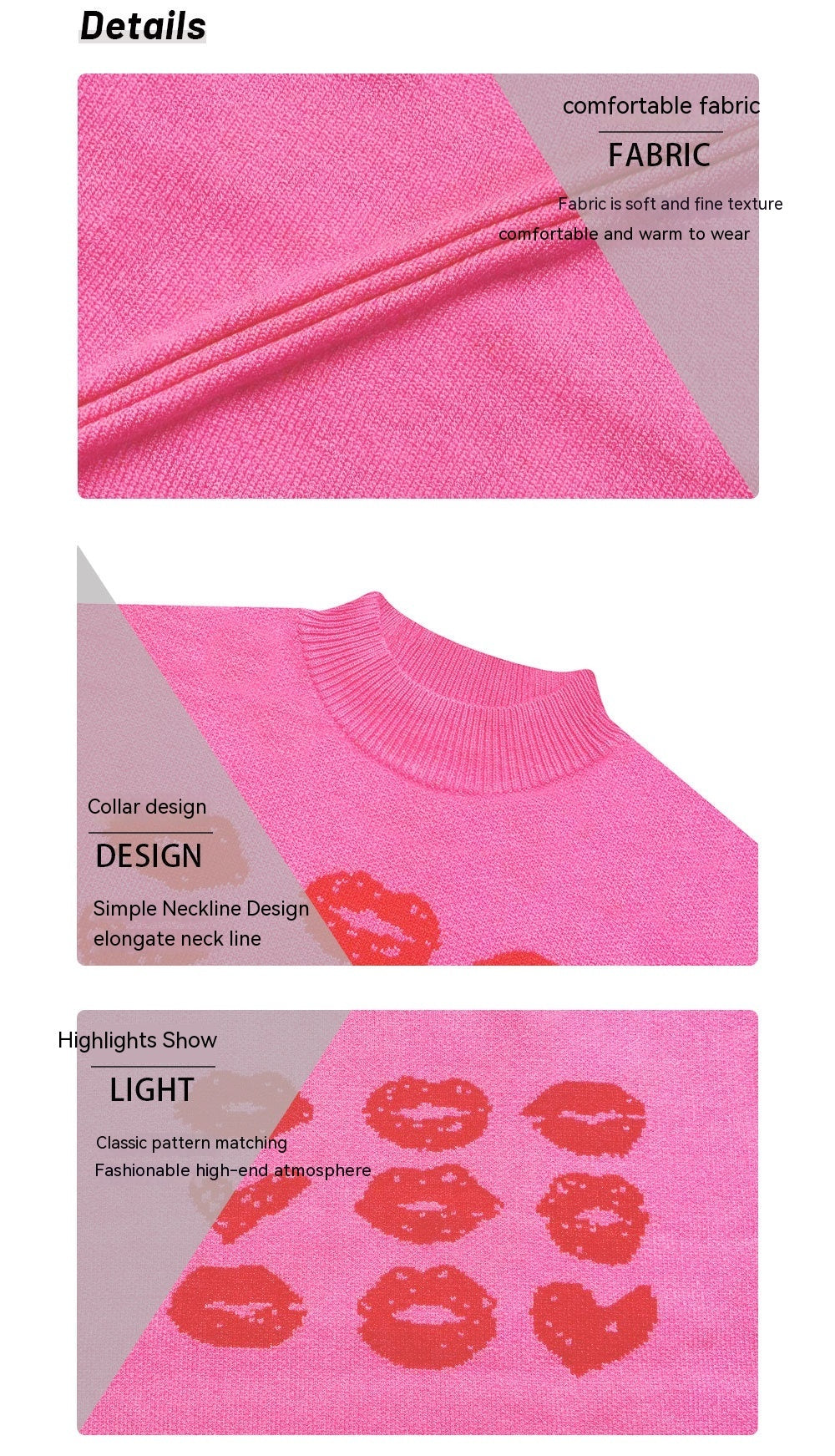 Stylischer Valentinstags-Pullover mit Lippen-Design