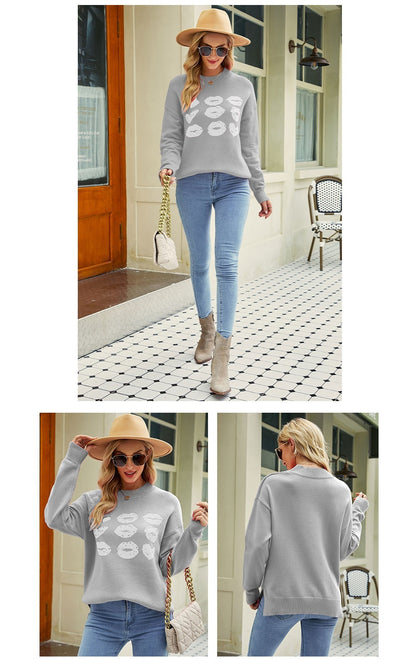 Stylischer Valentinstags-Pullover mit Lippen-Design