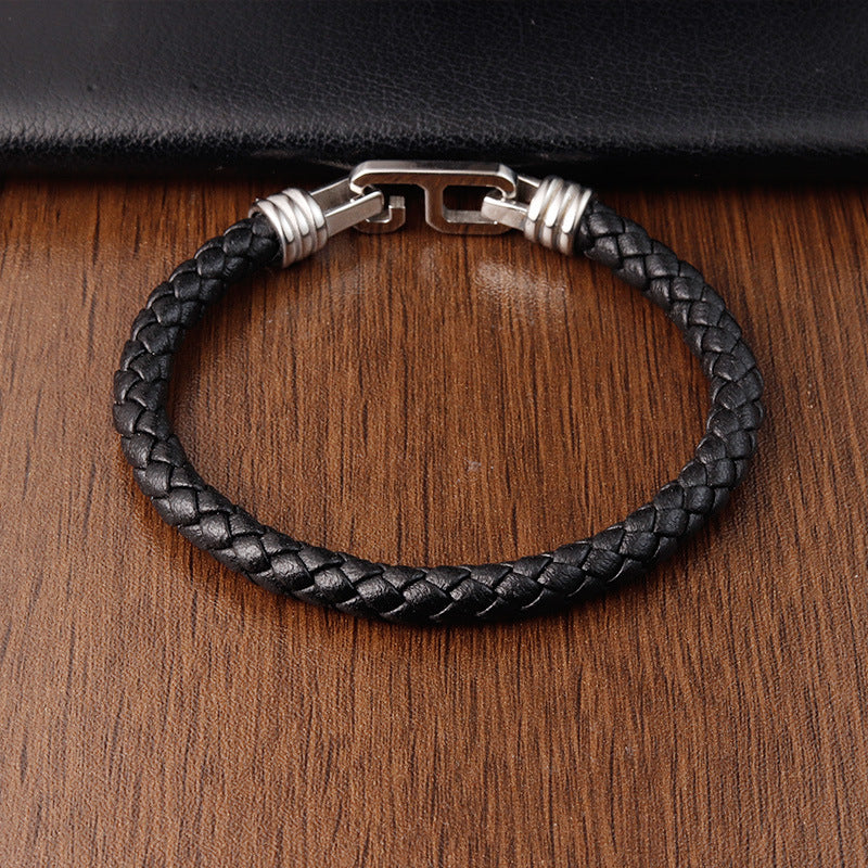 Stylisches Herren-Armband aus Leder & Titanstahl