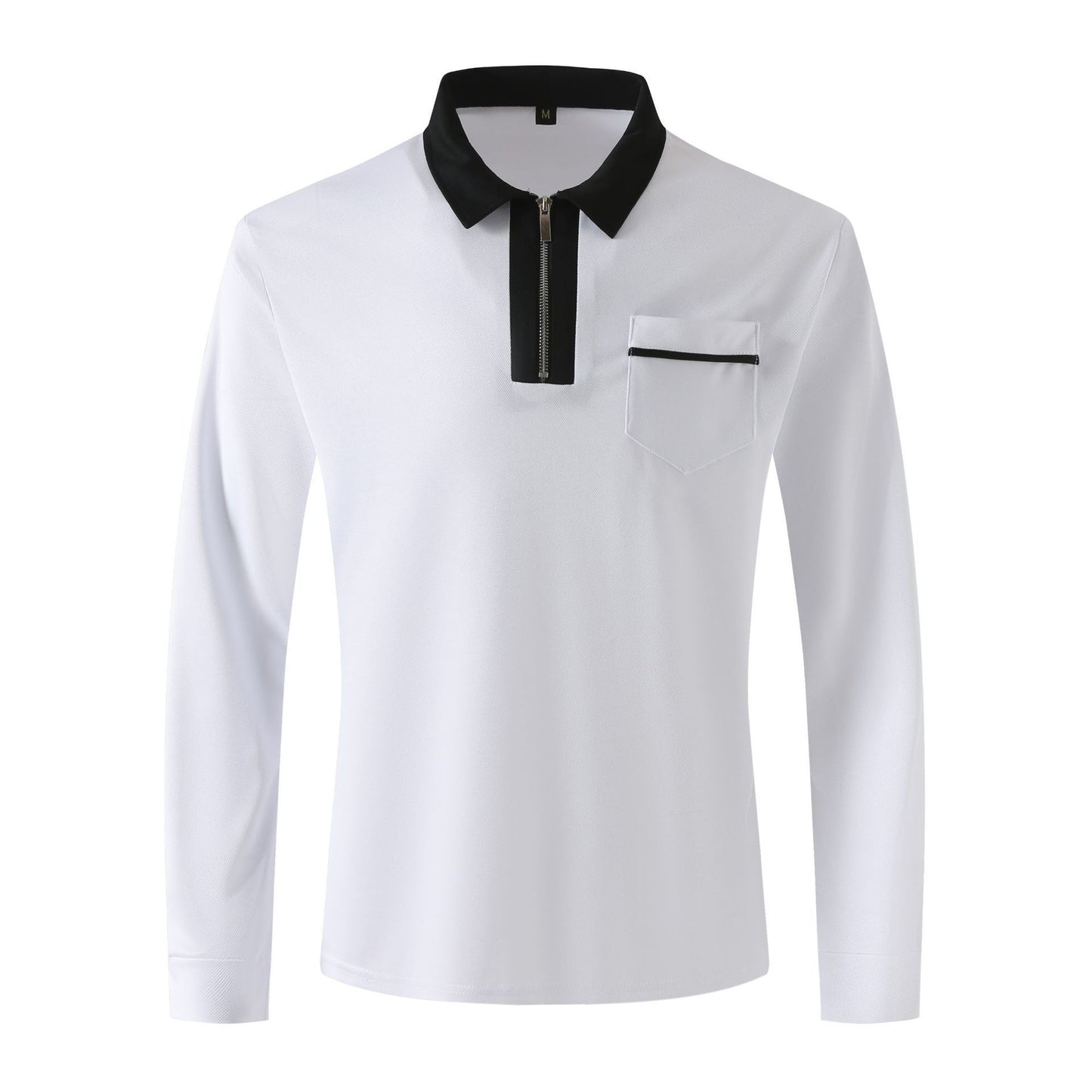 Herbst Herren Langarm Polo Shirt mit Reißverschluss – Freizeit, Golf & Tennis – Baumwollmischung mit Kragen und Taschen