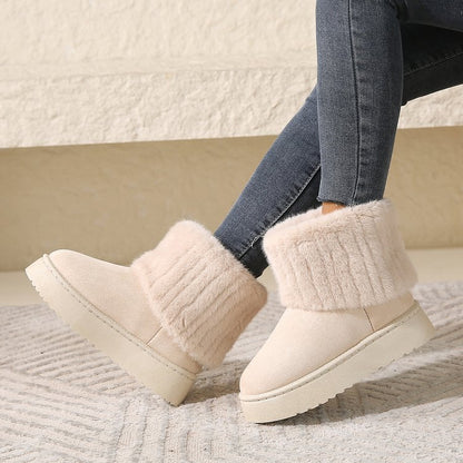 Dicke-Sohle Plüsch Schnee Boots Winter Warm Mid-Tube Fleece Baumwollschuhe für Damen