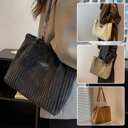 Retro Shopper-Tasche aus Cord – Stilvolle und geräumige Damenhandtasche