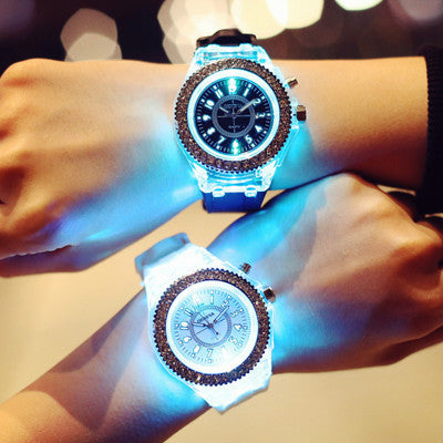 LED Damen-Armbanduhr – Leuchtende Quarz-Silikon-Uhr