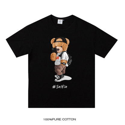 Herren-T-Shirt mit Cartoon-Bär – Kurzarm