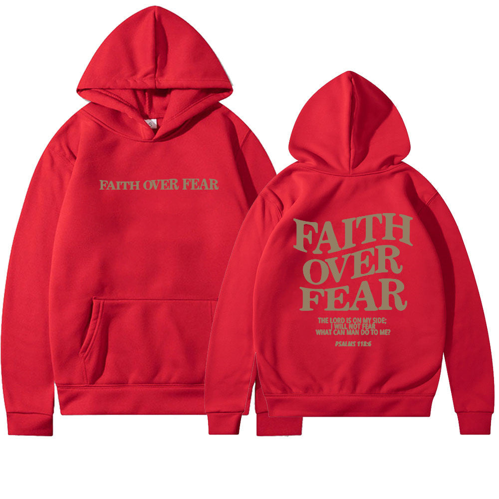 Neuer Hoodie Faith Fear Bedrucktes Sweatshirt für Herren und Damen