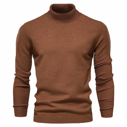 Einfarbiger Slim Fit Rollkragenpullover für Herren