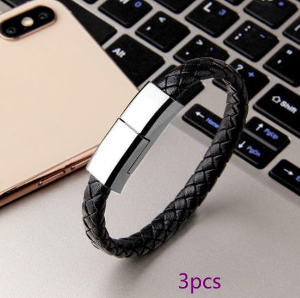 Lederarmband mit integriertem USB-Daten- und Ladekabel