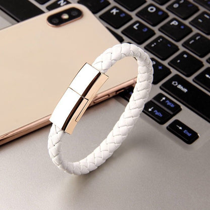 Lederarmband mit integriertem USB-Daten- und Ladekabel