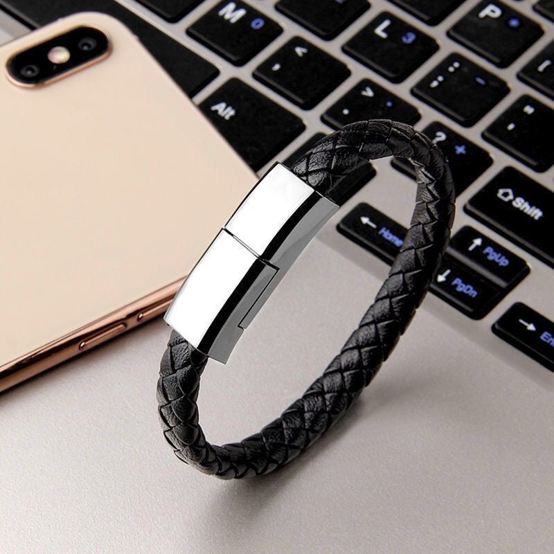 Lederarmband mit integriertem USB-Daten- und Ladekabel