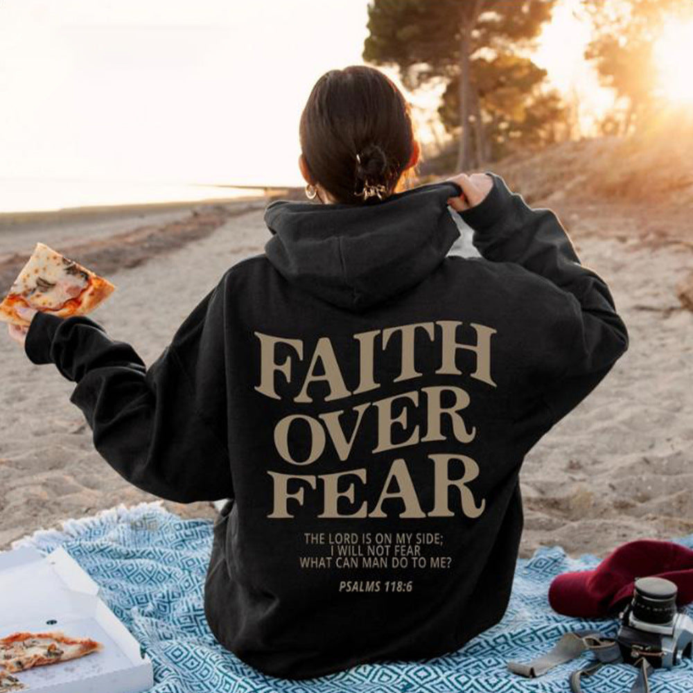 Neuer Hoodie Faith Fear Bedrucktes Sweatshirt für Herren und Damen