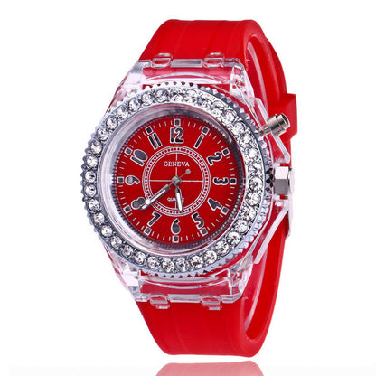 LED Damen-Armbanduhr – Leuchtende Quarz-Silikon-Uhr