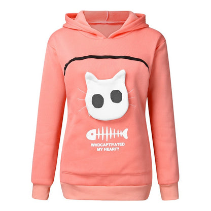 Damen Hoodie mit Katzen-Tasche – Langarm Sweatshirt mit einzigartigem Desig