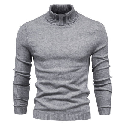 Einfarbiger Slim Fit Rollkragenpullover für Herren