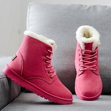 Schneestiefel für Damen, Winterstiefel mit Absatz, Warmes Plüsch-Innensohle