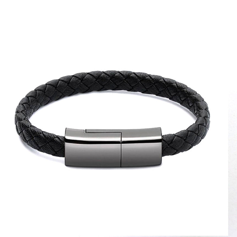 Lederarmband mit integriertem USB-Daten- und Ladekabel