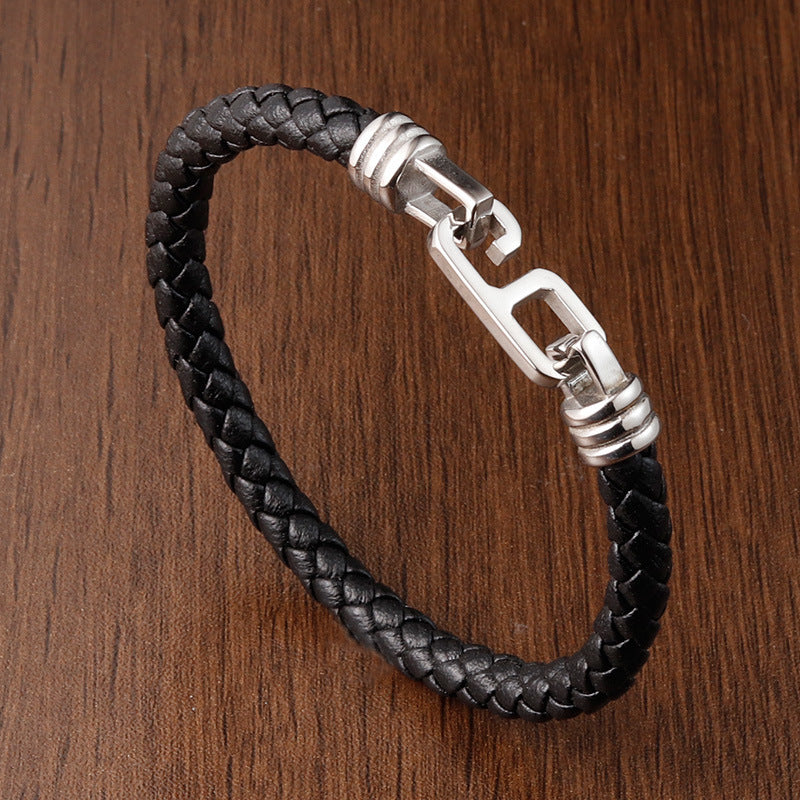 Stylisches Herren-Armband aus Leder & Titanstahl