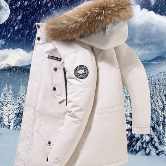 Mittellange Daunenjacke mit Fellkragen – Stilvoll & Warm