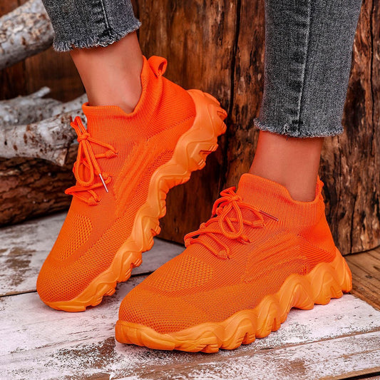 Lace-up Sneakers Lightweight Breathable Mesh Shoes Slip-on Running Walking Shoes For Women