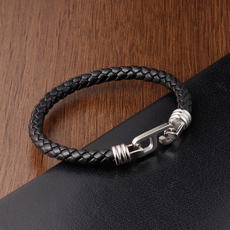 Stylisches Herren-Armband aus Leder & Titanstahl