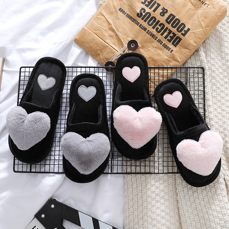 Kuschelige Hausschuhe mit Herzmotiv – Warme Winter-Slipper für Valentinstag