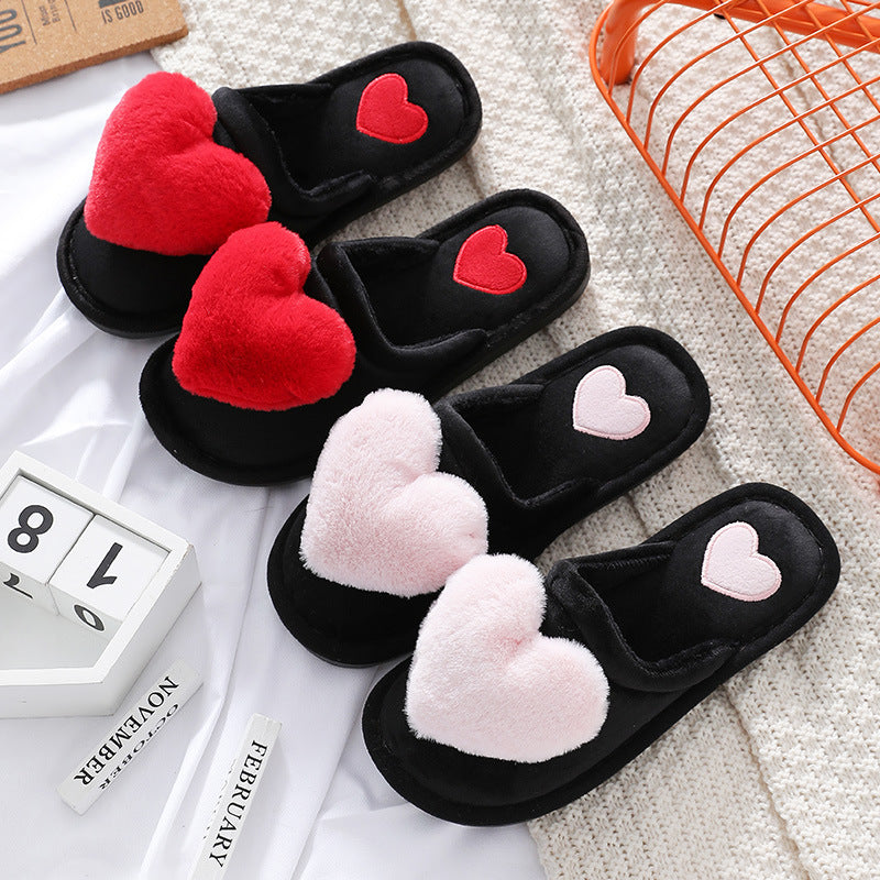 Kuschelige Hausschuhe mit Herzmotiv – Warme Winter-Slipper für Valentinstag