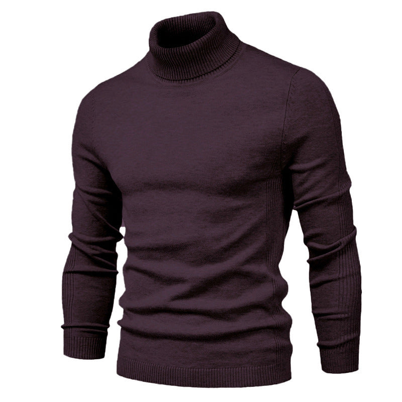 Einfarbiger Slim Fit Rollkragenpullover für Herren