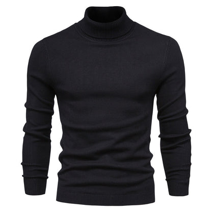 Einfarbiger Slim Fit Rollkragenpullover für Herren