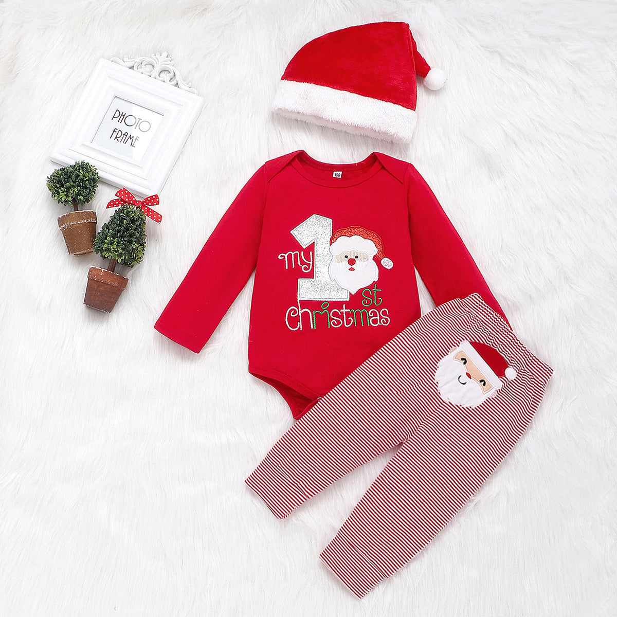 Kinder-Weihnachtsmann-Set – Dreiteiliges Outfit