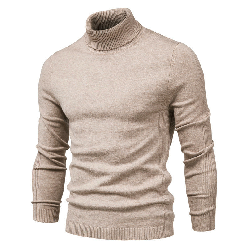 Einfarbiger Slim Fit Rollkragenpullover für Herren