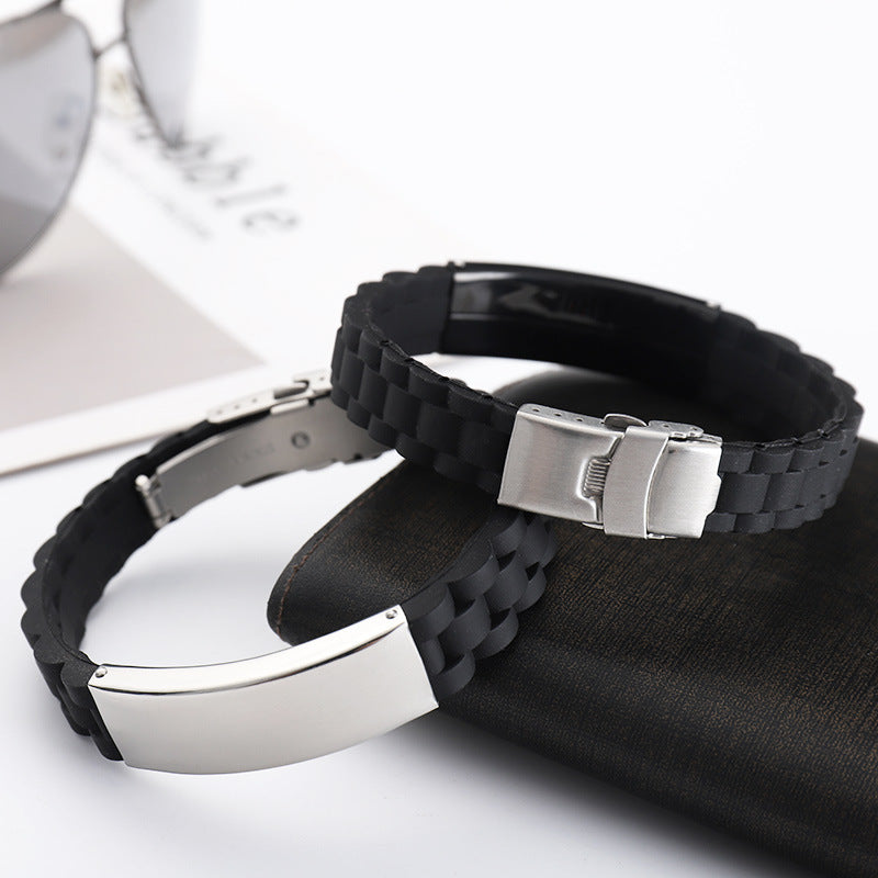 Trendiges Herren-Armband aus Edelstahl & Silikon