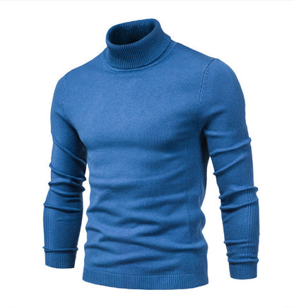 Einfarbiger Slim Fit Rollkragenpullover für Herren