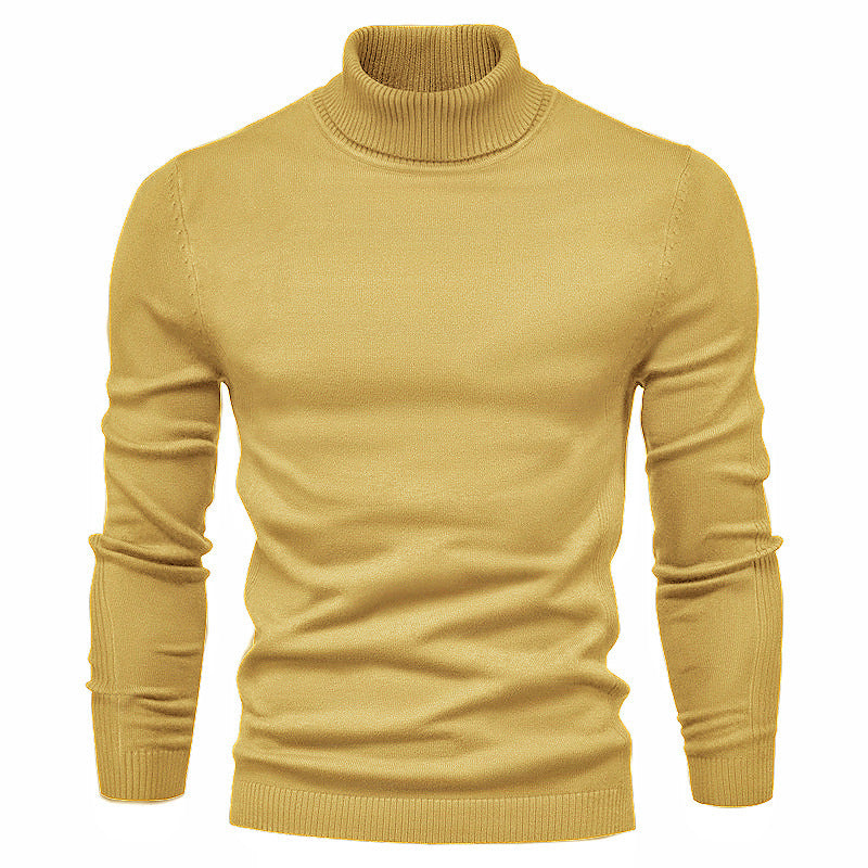 Einfarbiger Slim Fit Rollkragenpullover für Herren