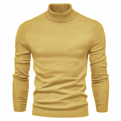 Einfarbiger Slim Fit Rollkragenpullover für Herren