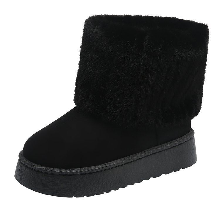 Dicke-Sohle Plüsch Schnee Boots Winter Warm Mid-Tube Fleece Baumwollschuhe für Damen