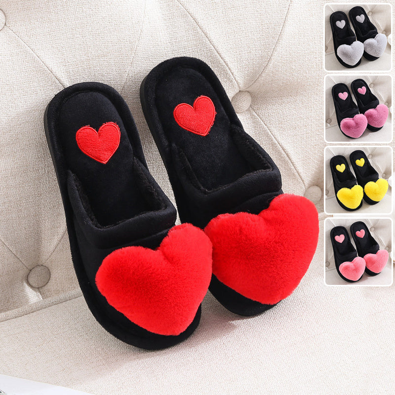 Kuschelige Hausschuhe mit Herzmotiv – Warme Winter-Slipper für Valentinstag