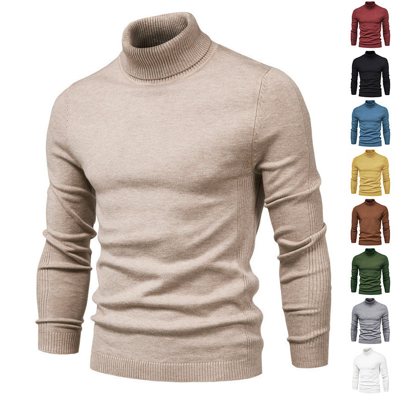 Einfarbiger Slim Fit Rollkragenpullover für Herren