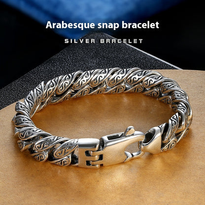 Silberplatiertes S925 Armband im Tangcao-Muster – Massives Design für Männer und Frauen