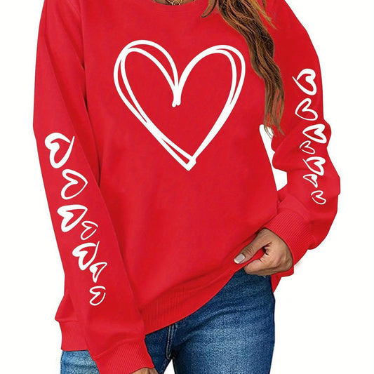 Bequemer Valentinstags-Sweatshirt in Rot – auch in Plus-Size